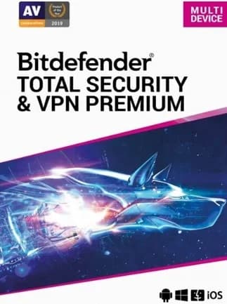 Bitdefender Total Security + Premium VPN (PC, Android, Mac, iOS) (10 Devices, 1 Year)  - Bitdefender Key -