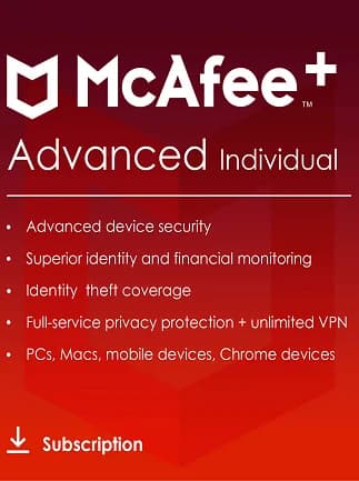 McAfee+ | Advanced (PC, Android, IOS) (Individual, 1 Year) - McAfee Key -