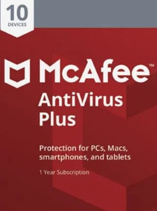 McAfee AntiVirus Plus - 10 Devices, 1 Year ( PC, Android, Mac, iOS ) - McAfee Key -