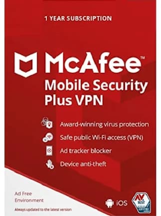 McAfee Mobile Security Plus VPN (1 Device, 1 Year) - McAfee Key -