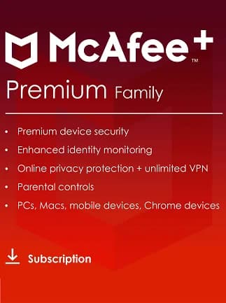 McAfee+ | Premium (PC, Android, IOS) (Family, 1 Year) - McAfee Key - CANADA