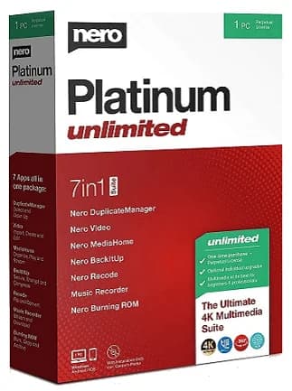 Nero Platinum Unlimited (PC) 1 Device, Lifetime - Nero Key -