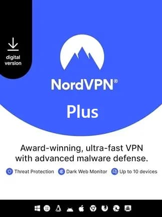 NordVPN Plus VPN Service (PC, Android, Mac, iOS) (10 Devices, 1 Year) - NordVPN Key -