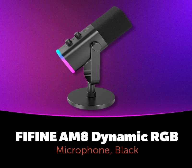 FIFINE AM8 Dynamic RGB microphone, Black EU Prismyx Voucher