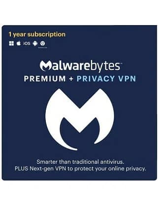 Malwarebytes + Privacy VPN (PC) 4 Devices, 1 Year - Malwarebytes Anti Malware Key -